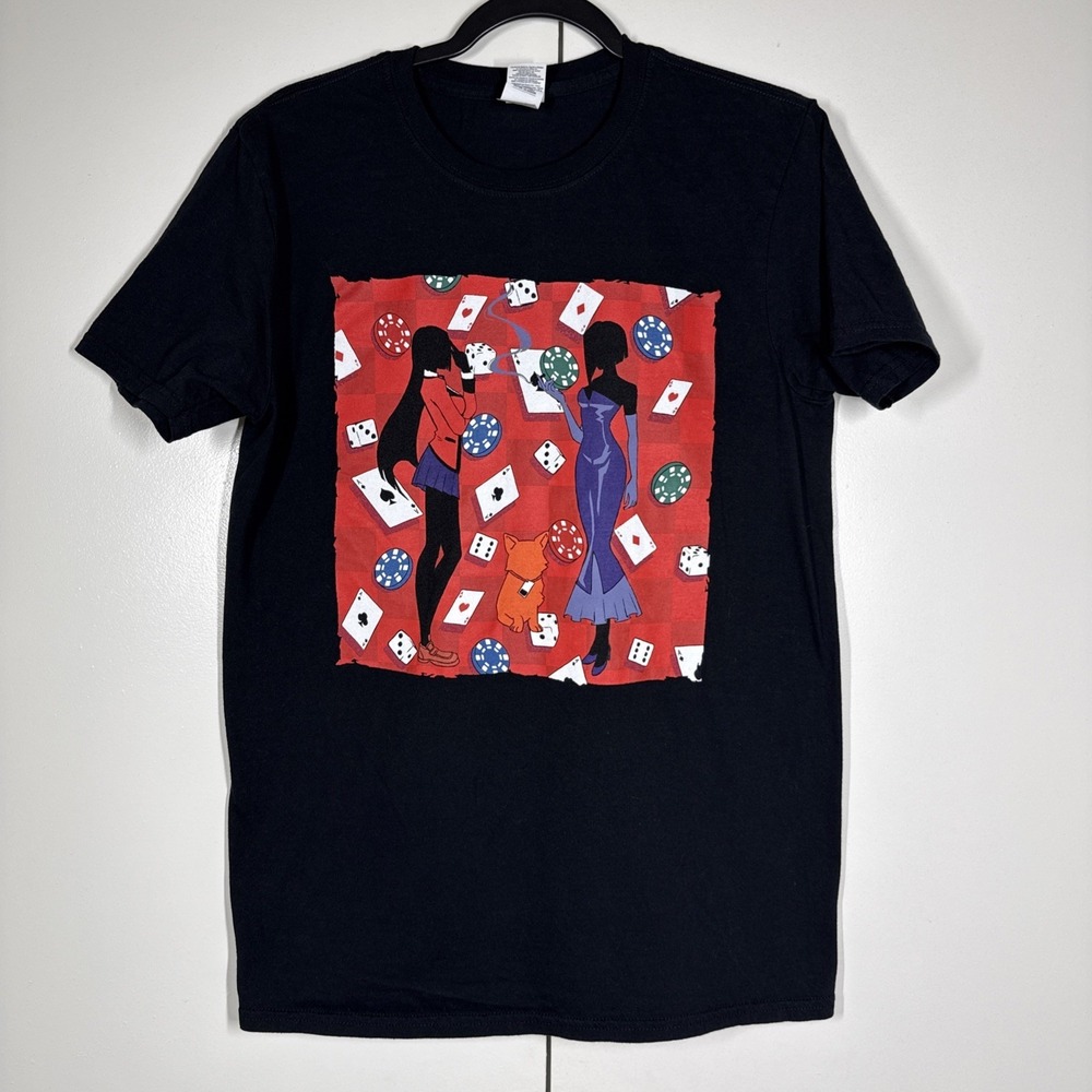Kakegurui Men's Sz M Gildan Anime Black Short Sleeve Cards Poker Gambling Vegas